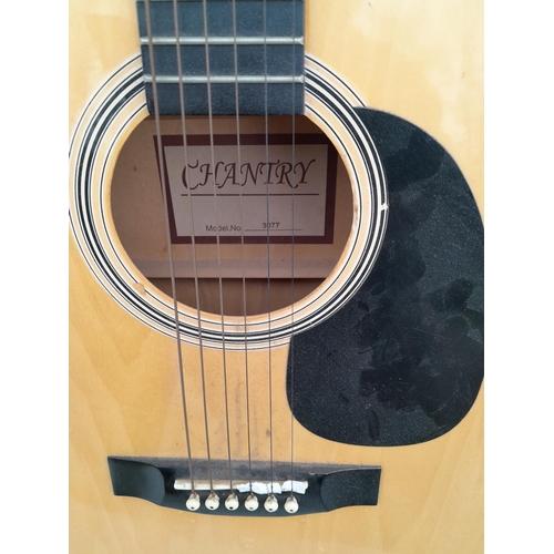 132 - Chantry acoustic deep body guitar, good resonance & needs new strings