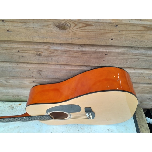 132 - Chantry acoustic deep body guitar, good resonance & needs new strings