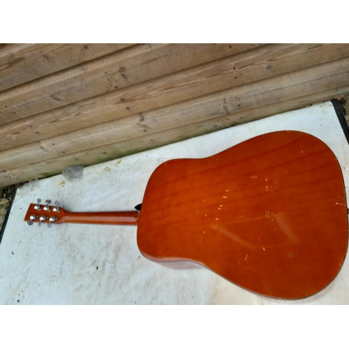 132 - Chantry acoustic deep body guitar, good resonance & needs new strings