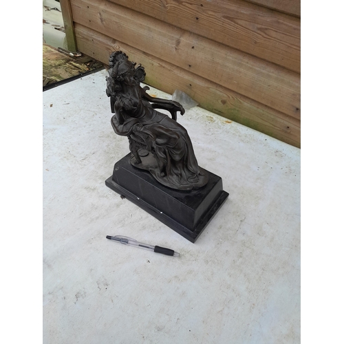 140 - 20th century bronzed metal lady on marble base