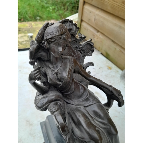 140 - 20th century bronzed metal lady on marble base