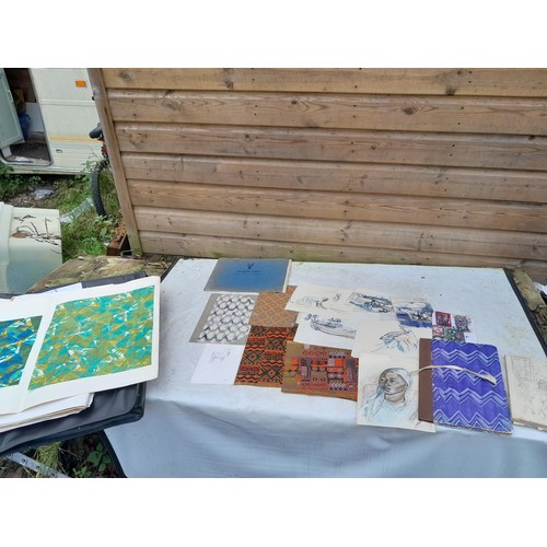 201 - Artists portfolio full of screen prints, sketch books, charcoal and chalks and other works all by Wi... 