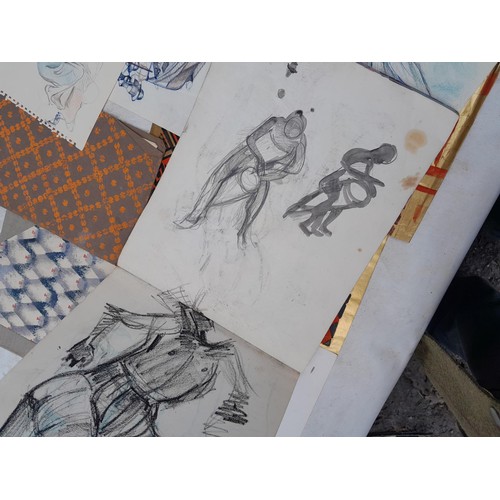 201 - Artists portfolio full of screen prints, sketch books, charcoal and chalks and other works all by Wi... 