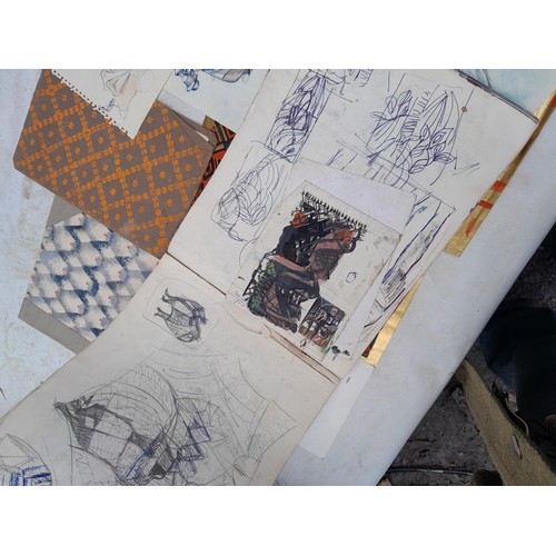 201 - Artists portfolio full of screen prints, sketch books, charcoal and chalks and other works all by Wi... 