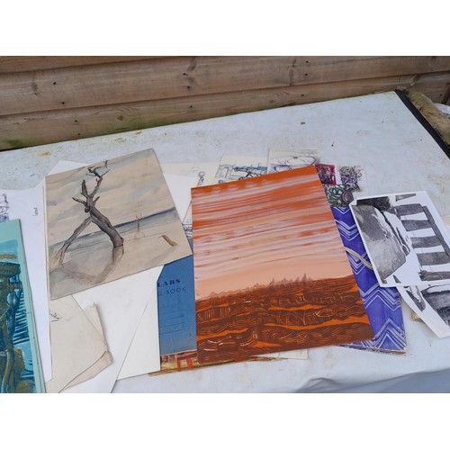 201 - Artists portfolio full of screen prints, sketch books, charcoal and chalks and other works all by Wi... 