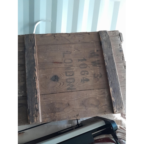 208 - Vintage advertising Mumms wooden crate and one other & damaged steamer trunk