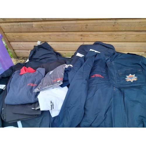 213 - Modern London Fire Brigade Dress and standard uniform, dress trousers and jackets, overalls, tea shi... 