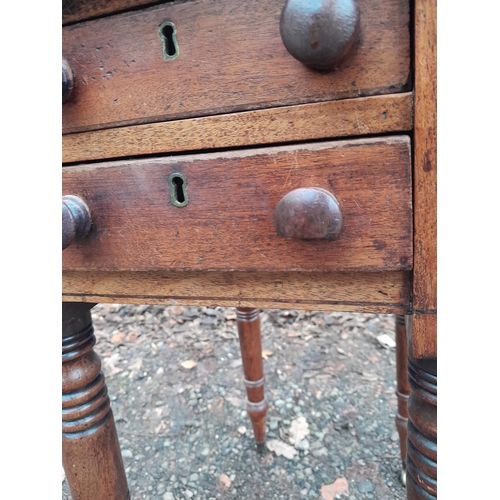 217 - Victorian two drawer mahogany lap side work table 49 cms x 32 cms wide closed each lap 20cms x 70 cm... 