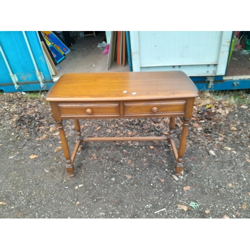 219 - Vintage Ercol two drawer side table 102 cms x 48 cms x 75 cms