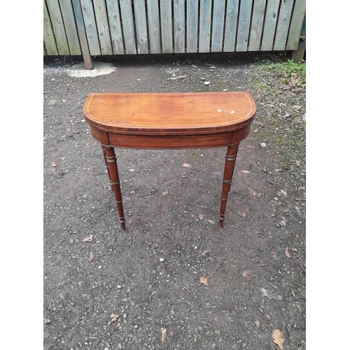 220 - Edwardian mahogany tip top baize card table with fold out legs 91 cms x  44 cms with leaf shut x 77 ... 