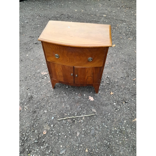 232 - Early 20th century bow front commode 60 cms x 35 cms x 70 cms