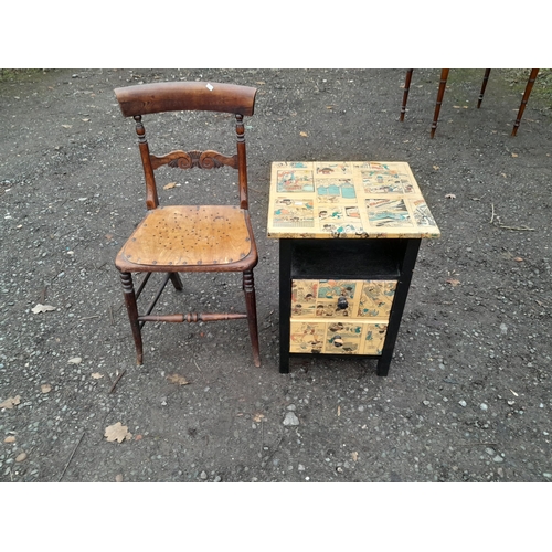 233 - Vintage kitchen chair & up cycled bedside cupboard 44 cms x 40 cms x 60 cms