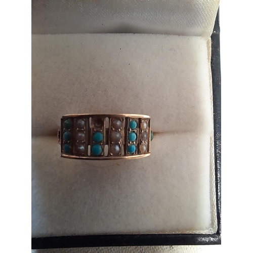 241 - 15 ct gold ring set with turquoise , stones missing size M 1.8 g