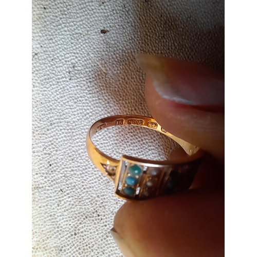 241 - 15 ct gold ring set with turquoise , stones missing size M 1.8 g