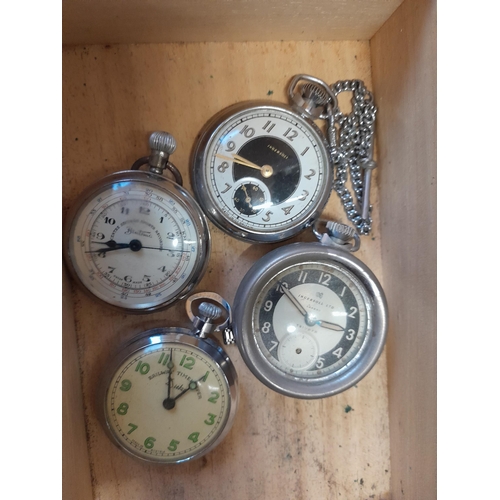 245 - 4 x vintage chrome plated pocket watches