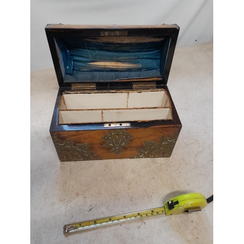 262 - Victorian brass bound walnut letter / desk tidy box