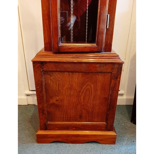 311 - Grandfather clock, German movement Westminster chime 8 day with 3 weights and pendulum. Oak case fro... 