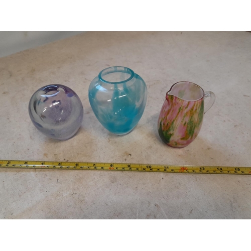 334 - 3 x pieces of coloured studio glass