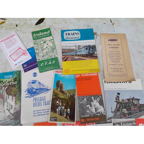 358 - Mixed array of railway ephemera : timetables, magazines, re schedule notices, tourist information et... 