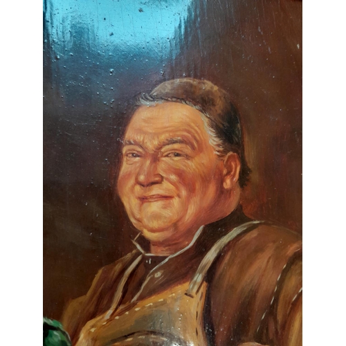 962 - Early 20th century oil on board, The Jolly Brewer by T R Sampson 38 cms x 48 cms