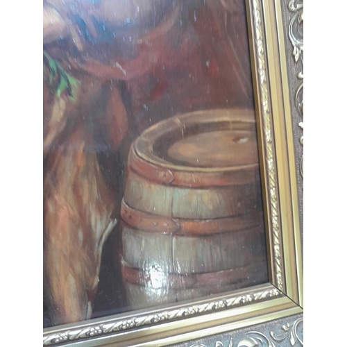 962 - Early 20th century oil on board, The Jolly Brewer by T R Sampson 38 cms x 48 cms