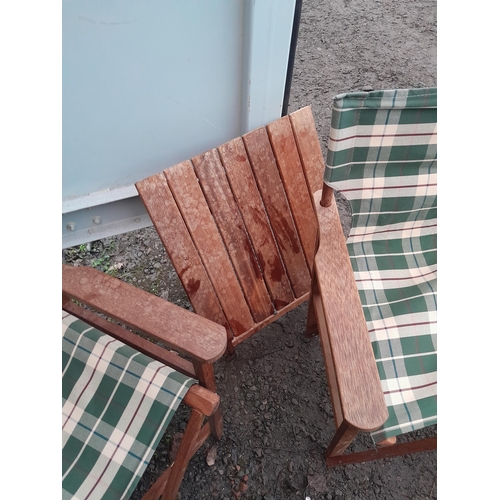 6 - 2 x Hardwood folding patio chairs and low folding table