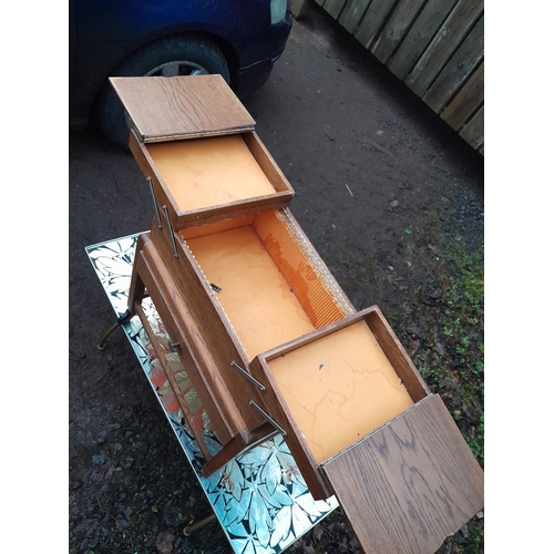 11 - Vintage oak fold out sewing table