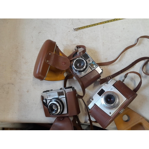 51 - 3 x vintage AGFA cameras in leather cases