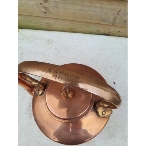 60 - 19th century copper kettle with brass seam by Webber