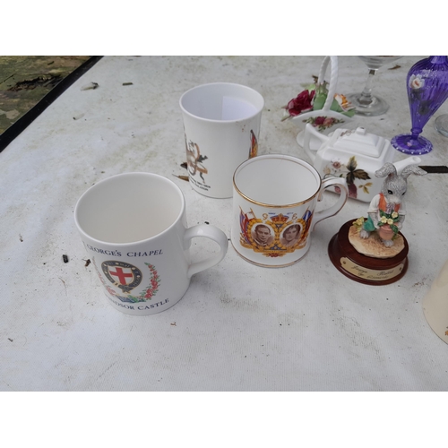 87 - Decorative china : commemorative ware, cranberry and other glassware etc.