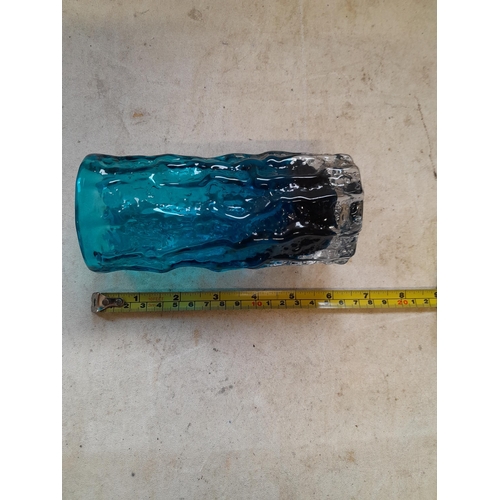 96 - Whitefriars blue bark vase in good order