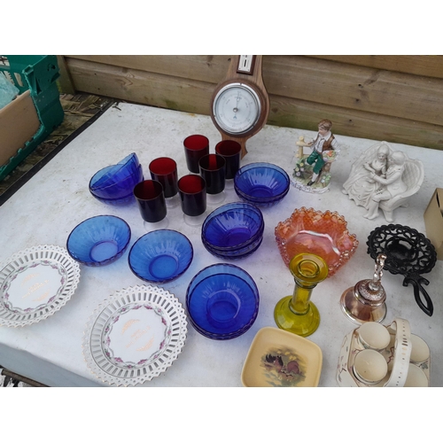 100 - Assorted decorative china : dinner service, tea ware, glassware , barometer etc.