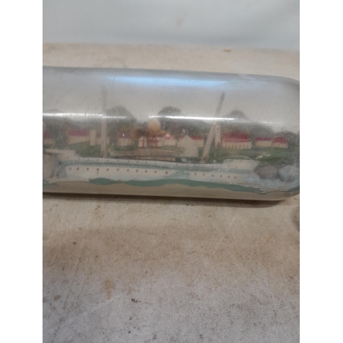 133 - Vintage hospital ship in a bottle and locomotive in test tube