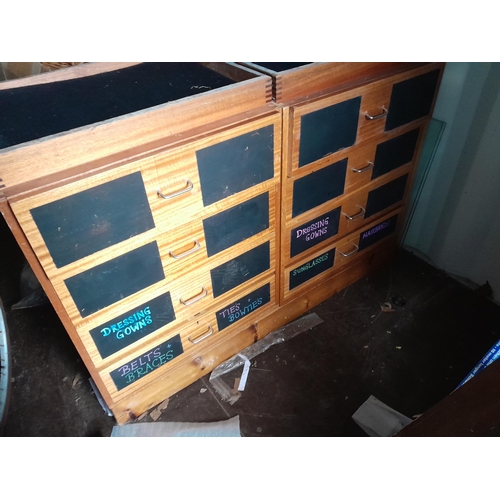 164 - Vintage wooden shop counter display chest of drawers