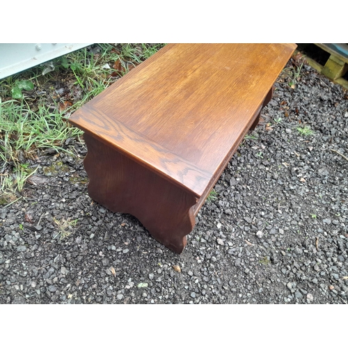 170 - Vintage oak small proportion blanket box with carved decoration