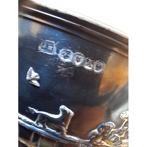 175 - Good quality solid silver sugar bowl with applied cherub decoration London 1836 J.H maker 351 g