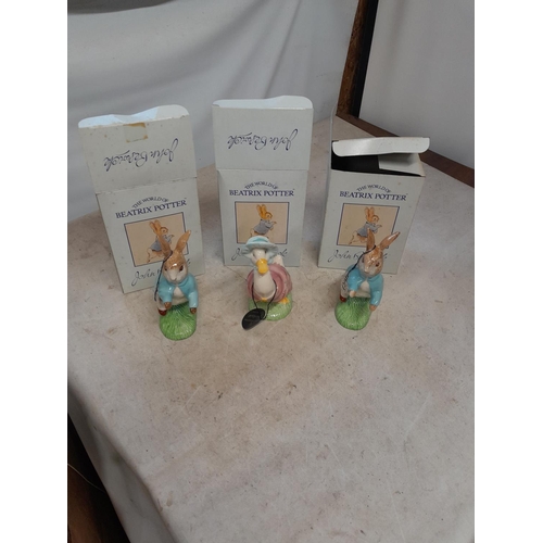 192 - World of Beatrix Potter and Peter Rabbit collectables : 3 x Boxed larger scale  Beswick for Royal Do... 