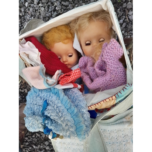 279 - Vintage dolls pram with various dolls and accessories