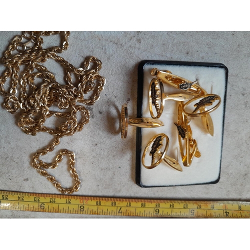 341 - Gold plated cufflinks and other costume jewellery