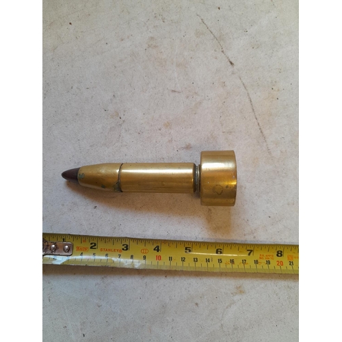 391 - World War II era trench art petrol table top lighter fashioned from anti aircraft bullet