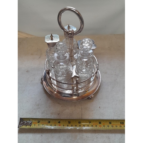 474 - Early 20th century silver plated cruet in good order, one top loose