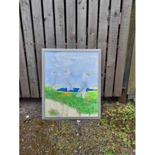 611 - Acrylic on board By T M Mitchell, Close to the Edge, framed, 115 cms x 90 cms