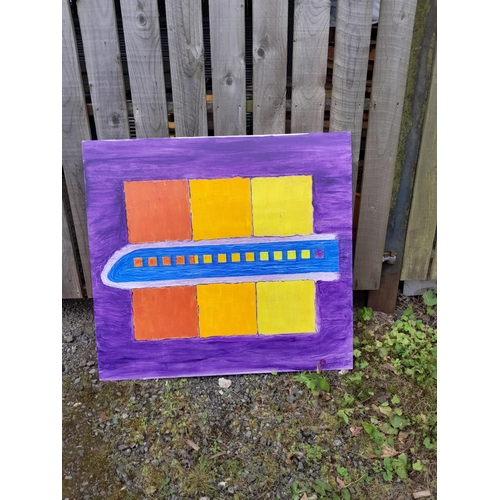 615 - Acrylic on board By T M Mitchell, Fast Track Blue into Deep Violet, 122 cms x 110 cms