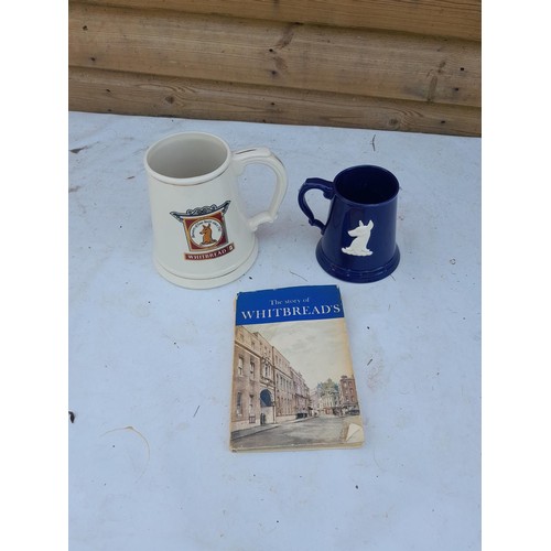 620 - Brewery and Pub interest : 2 x Whitbread advertising pottery tankards & single volume : The Story of... 