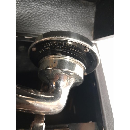 647 - Colombia wind up portable table top model gramophone, with original Colombia soundbox, spare needles... 