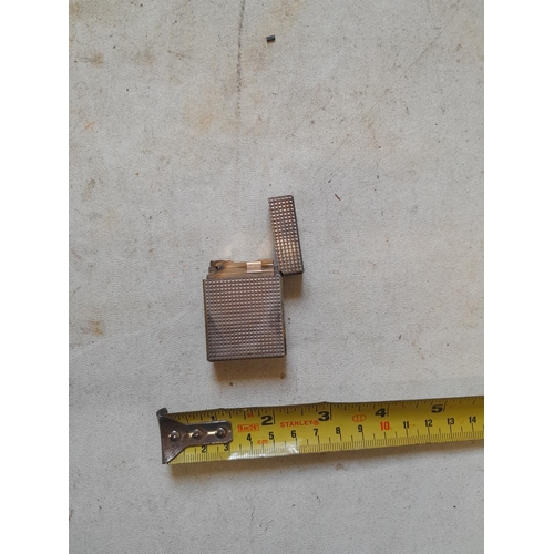 659 - Dupont  silver plated  gas lighter with diamond cut decoration Serial No L3HS1