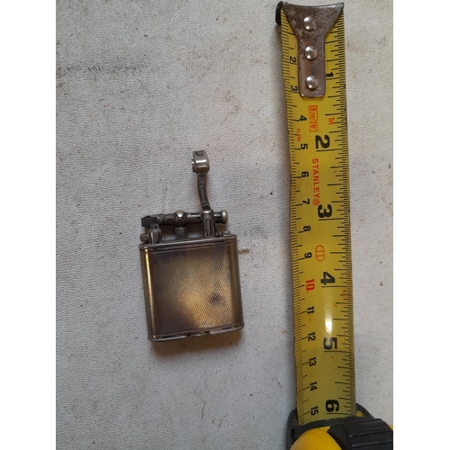 671 - Dunhill Unique silver plated lighter with lift arm action pat 143752 from the late 1920s with double... 