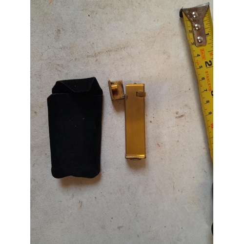 673 - Dunhill gold plated lighter retailed through Asprey & Co. Ltd New Bond Street, from the 1930s engine... 