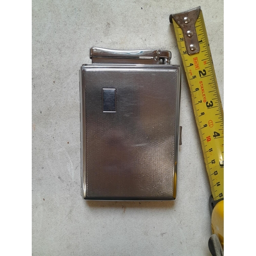 682 - Vintage chrome plate Colibri Monopol cigarette case lighter patented Empire Dublin