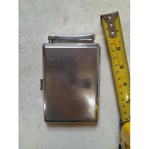 682 - Vintage chrome plate Colibri Monopol cigarette case lighter patented Empire Dublin